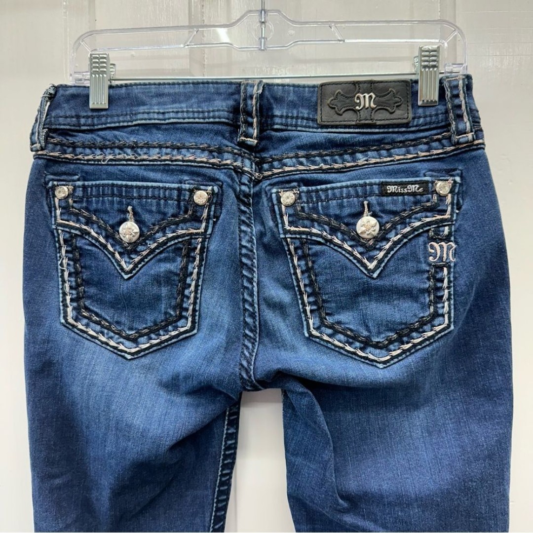Miss Me thick stitch mid rise boot cut denim jeans women's 28.