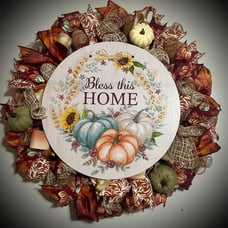 Handmade thanksgiving Fall wreath pumpkins autumn decorations