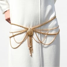 BLOGGER'S FAVE! ZARA LIMITED EDITION VINTAGE METALLIC BELT WITH SHELL NWT