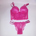 Victoria Secret 32DD Bra Set Small Brazilian Panty Push Up Shine Strap Pink Lace