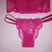 Victoria Secret 32DD Bra Set Small Brazilian Panty Push Up Shine Strap Pink Lace