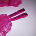 Victoria Secret 32DD Bra Set Small Brazilian Panty Push Up Shine Strap Pink Lace