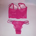 Victoria Secret 32DD Bra Set Small Brazilian Panty Push Up Shine Strap Pink Lace