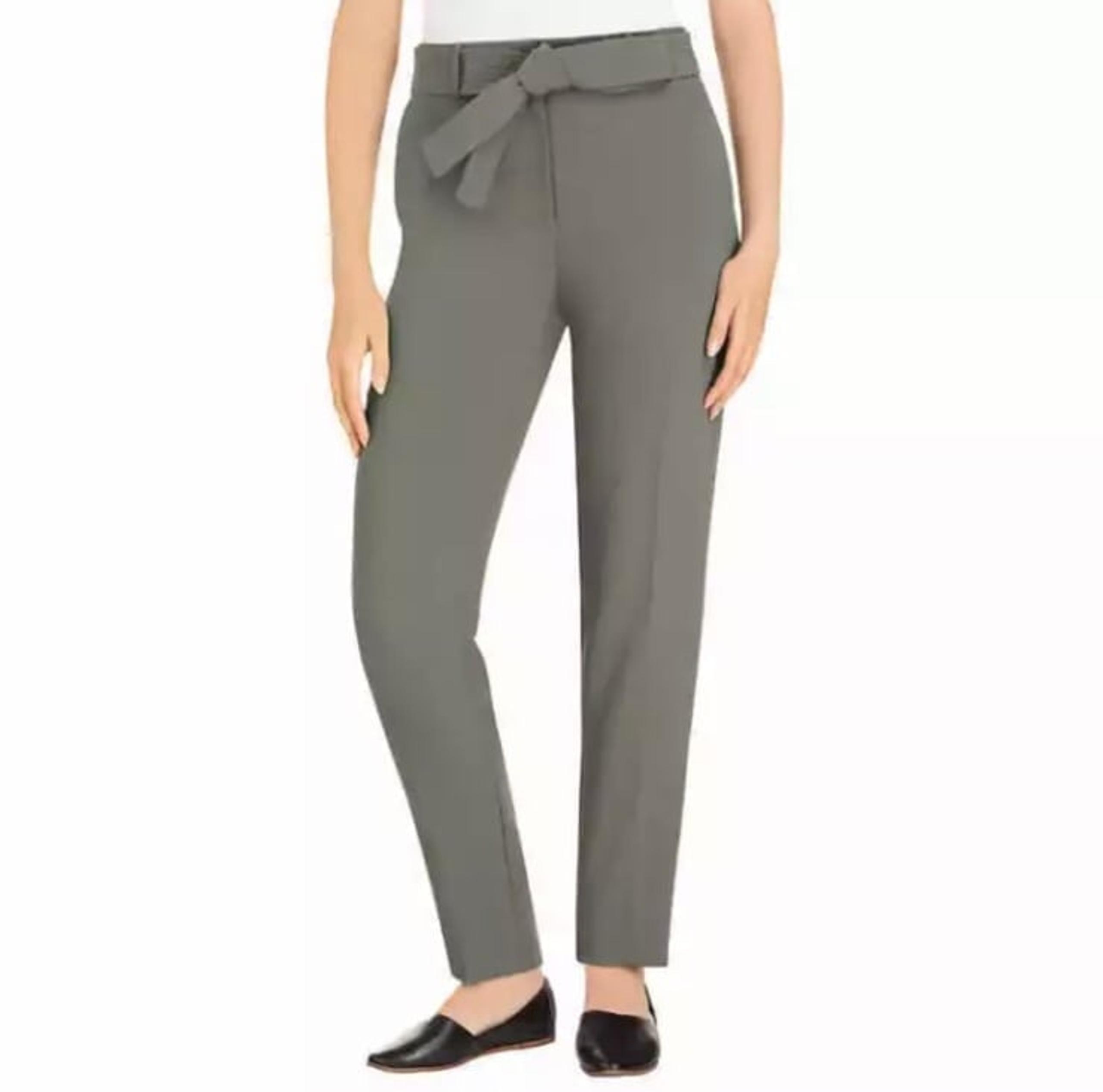 Hilary Radley Ladies Size 8 Green Tea Tie Front Dress Pants Stretch NWT