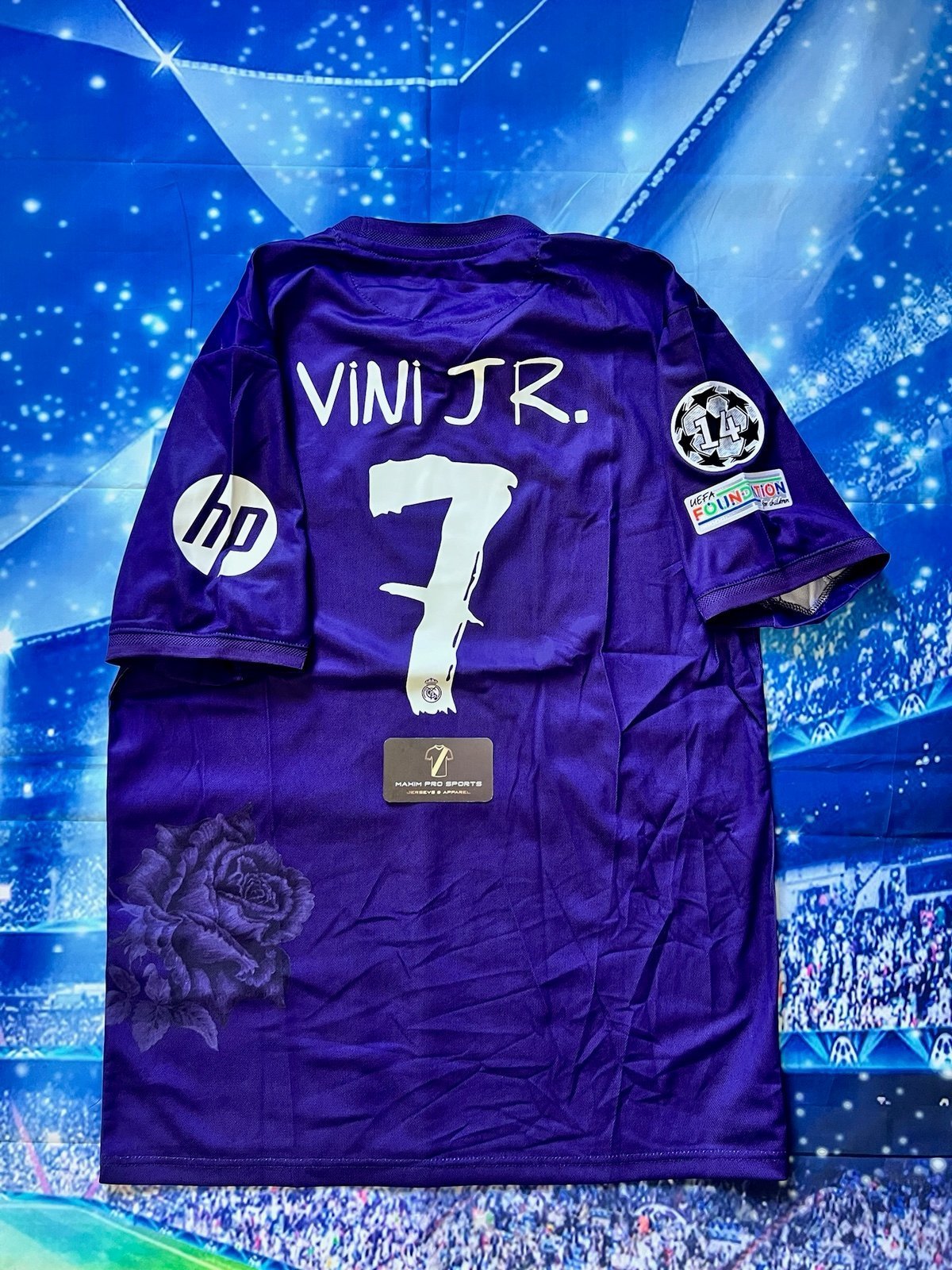 Real Madrid #7 VINI JR. 2024 Y3 Special UCL Adidas Purple Soccer Jersey - S