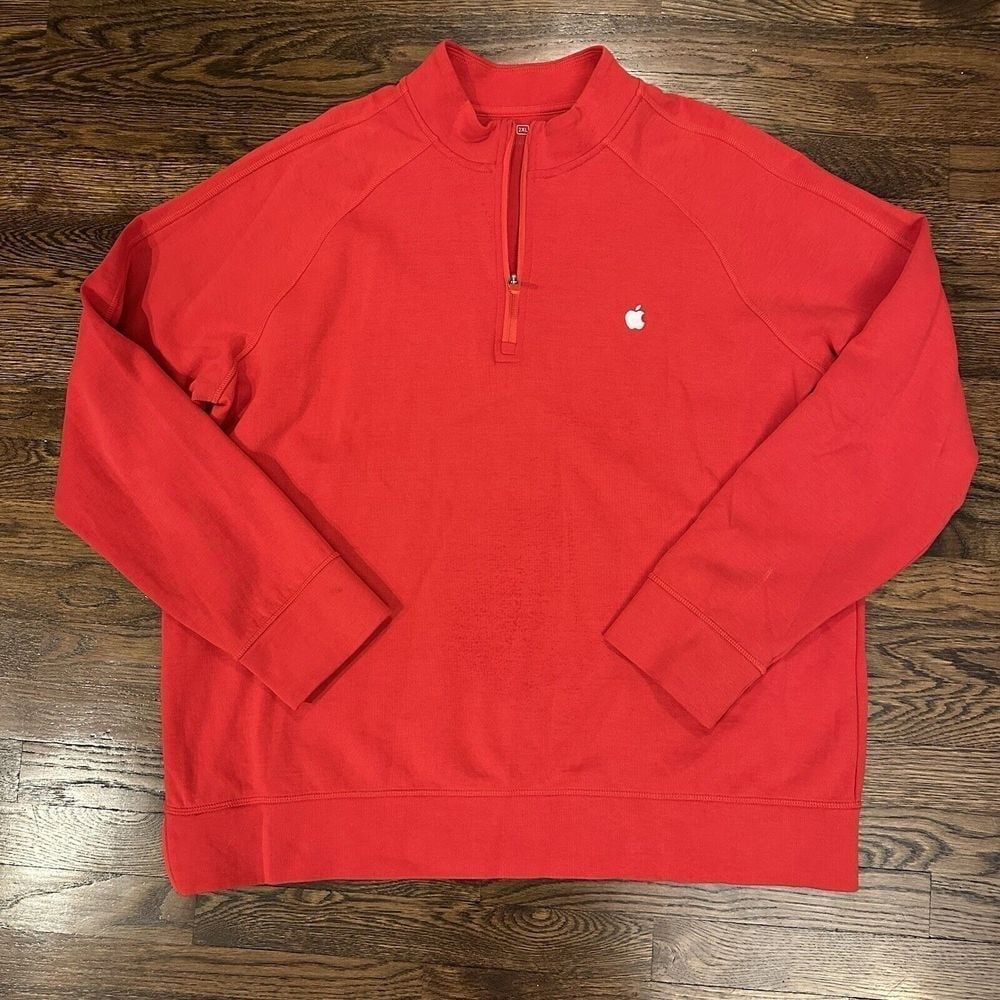 Apple Sweatshirt 2XL Red MAC Computer 1/2 1/4 Zip Embroidered Logo
