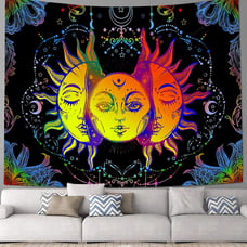 130x150cm Colorful Sun Tapestry, Tapestry Wall Hanging Wall Decoration, Room Dec