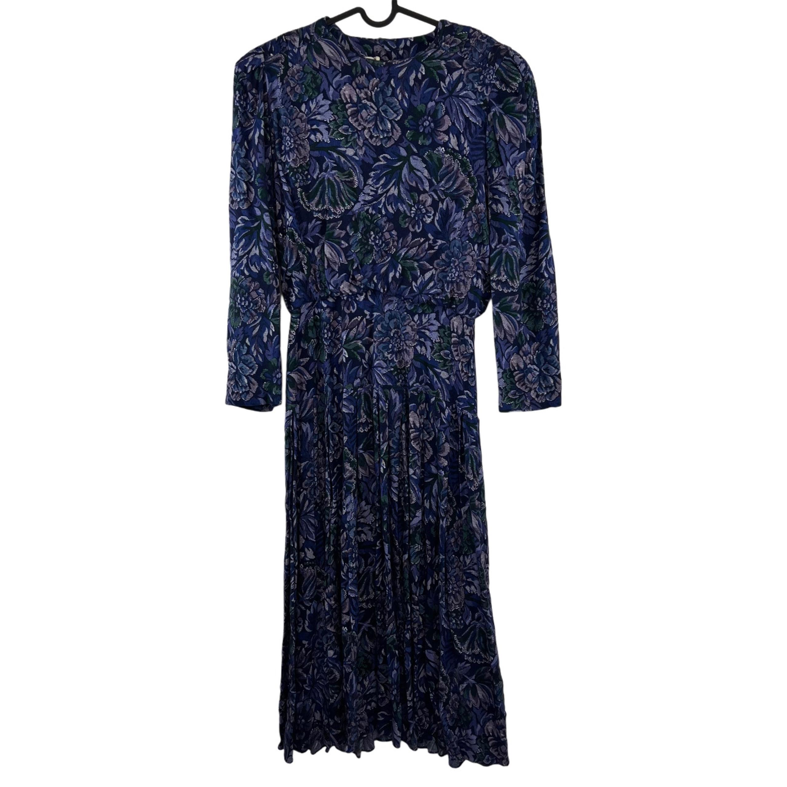 Vintage Jessica Howard Dark Floral Purple Print Midi Dress Sz 10 Vamp Whimsigoth