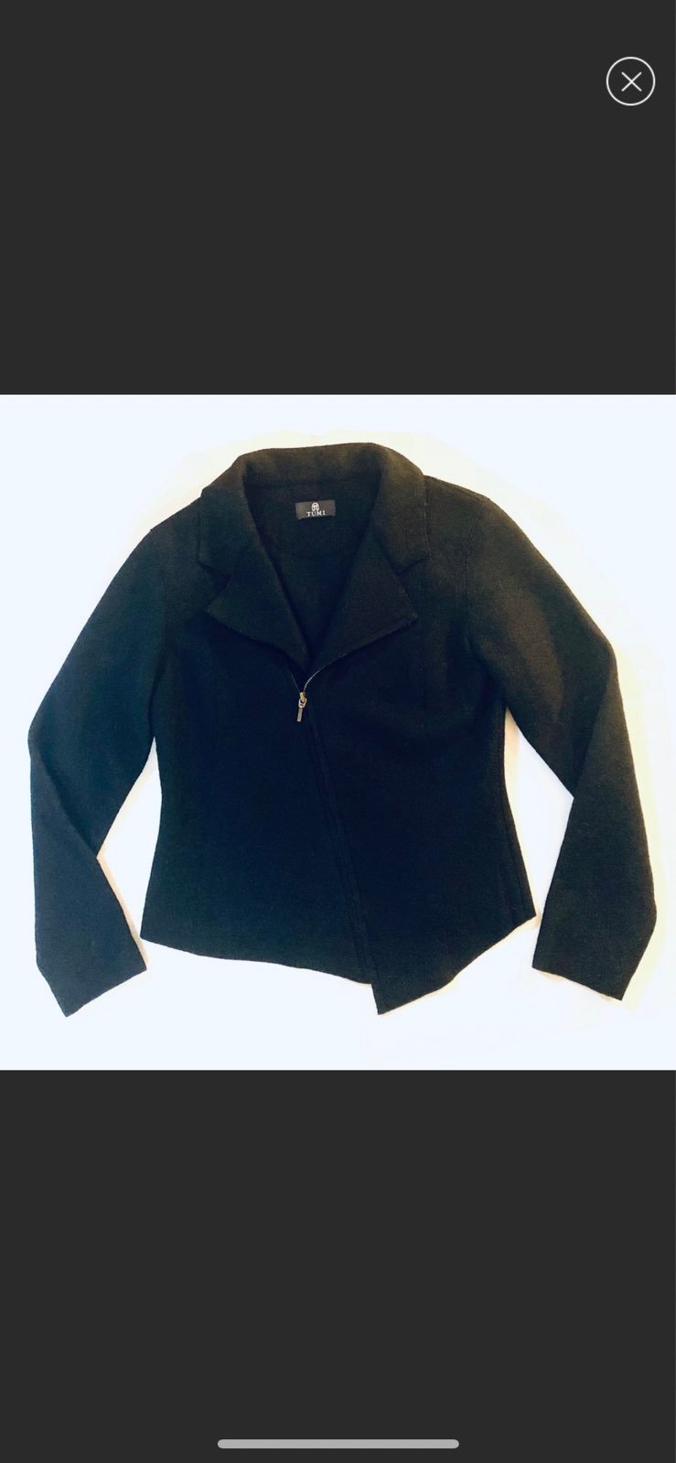 Tumi Black asymmetrical zipper jacket