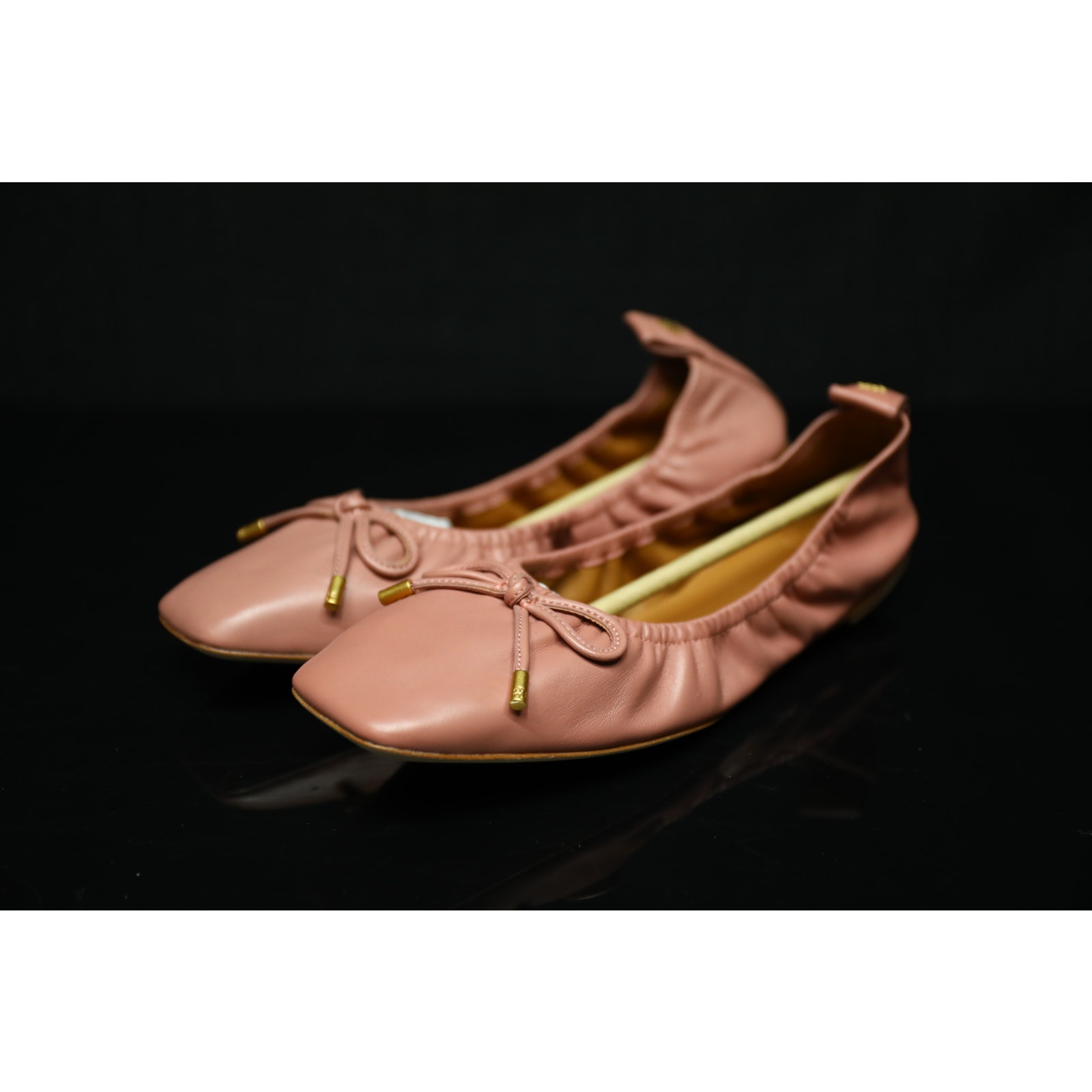 Tory Burch Square Toe Bow Ballet Leather Flat US Size 9
