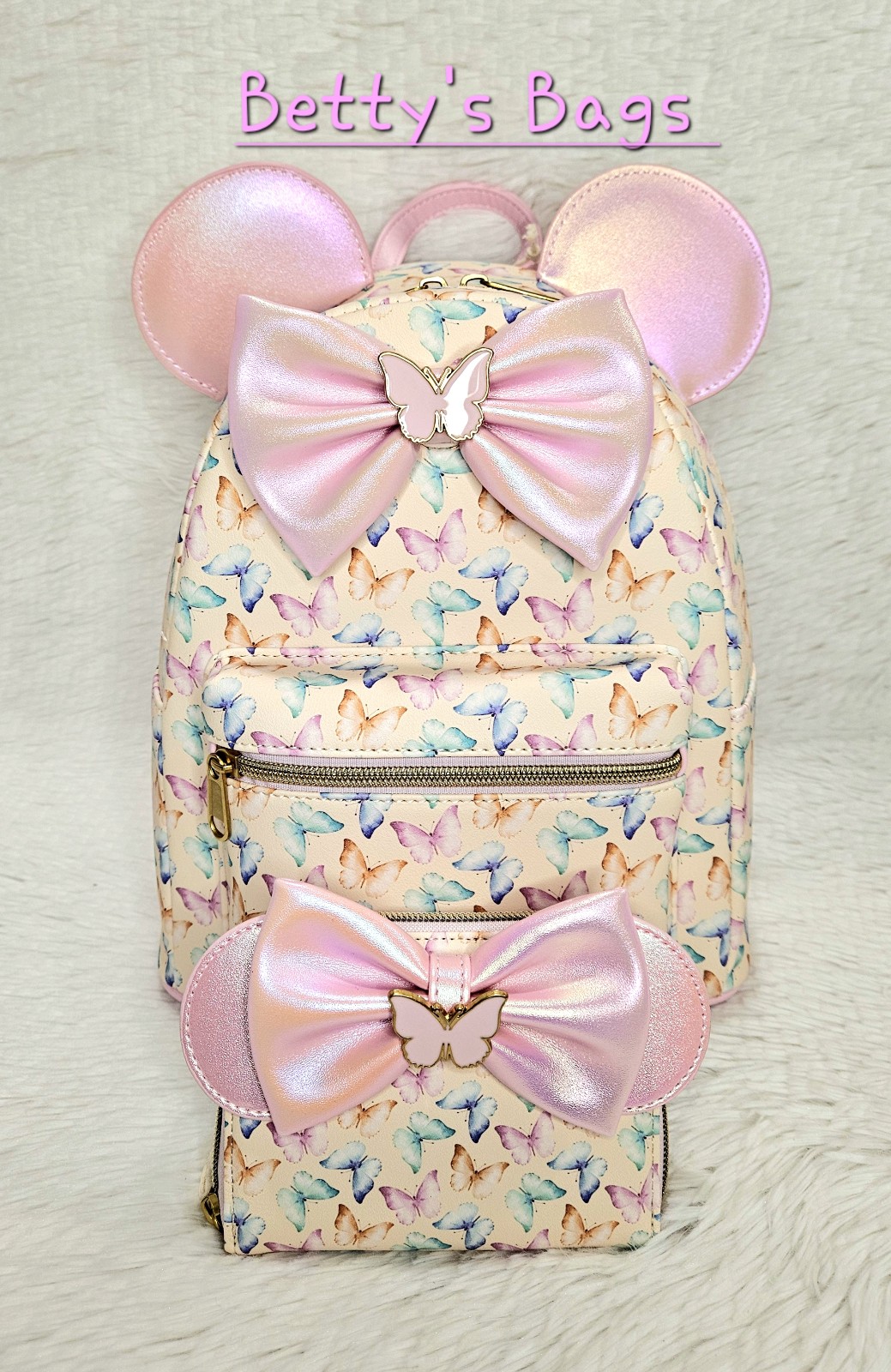 Loungefly Disney Minnie Mouse Ears Butterfly Backpack And Wallet Set