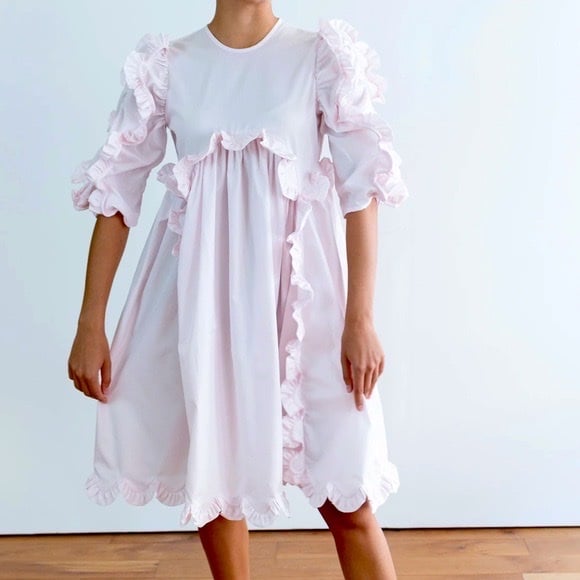 Cecilie Bahnsen Scallop Pink Babydoll Keira Dress size 8