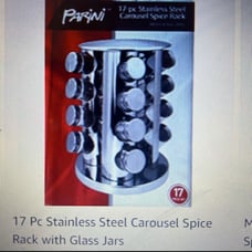 Parini 17 Pc Stainless Steel Carousel Spice Rack With Glass Jars New