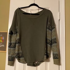 Free People Green Sweater, Knit, Pattern
