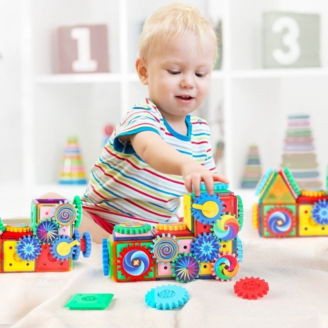 130pcs Magnetic Building Blocks Gear Toy Educational STEAM Toy for Toddlers 3+