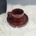 Vintage Brown Italian Ceramic Espresso Cup/Plate Set (Set of 6)