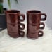 Vintage Brown Italian Ceramic Espresso Cup/Plate Set (Set of 6)
