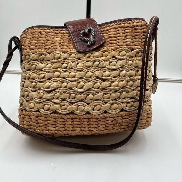 Brighton Vintage Straw and Wicker Shoulder Bag with Wicker Brighton Heart Bag Ch