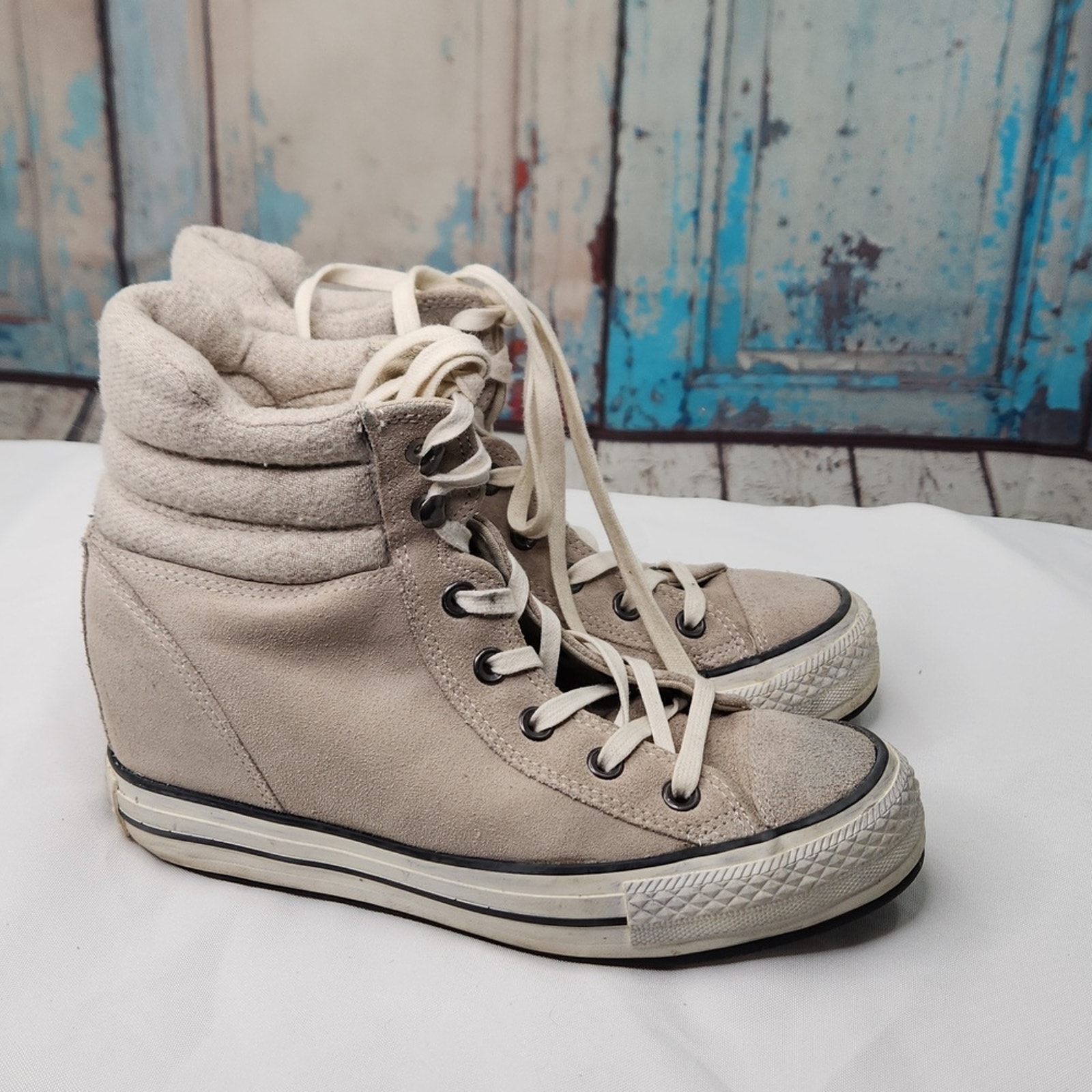 CONVERSE Chuck Taylor Platform Plus Hi Top Wedge Sneakers Suede