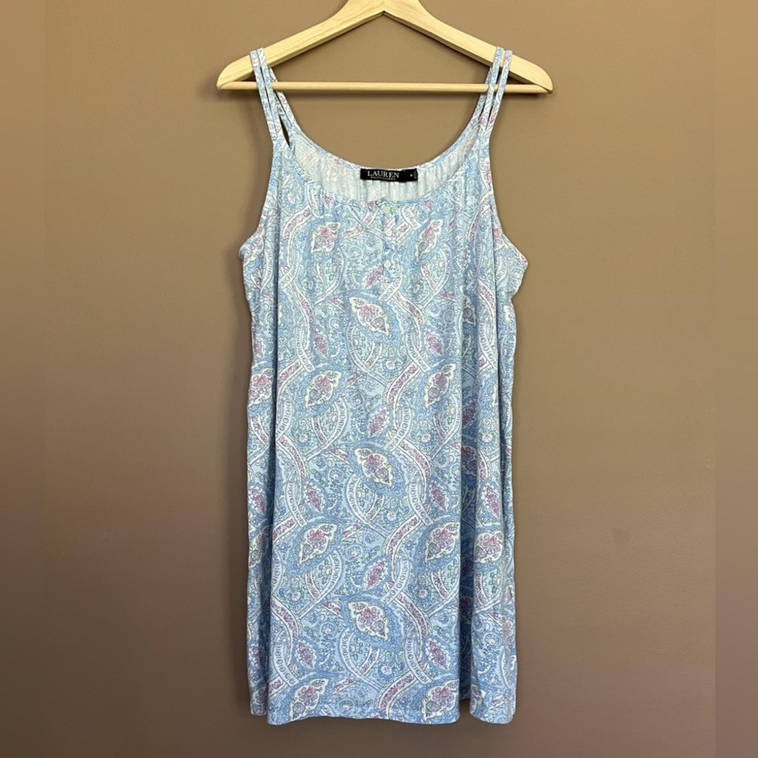 {LAUREN Ralph Lauren} Double Strap Cotton & Rayon Blend Nightgown - Medium