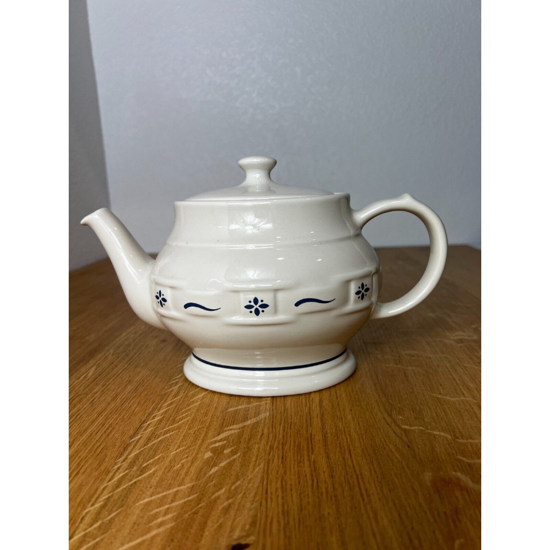 Longaberger Woven Traditions Classic Blue Teapot- Hostess Exclusive- In Box