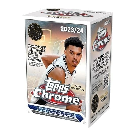 2023-24 Topps NBA Chrome Basketball Trading Cards Blaster Box.