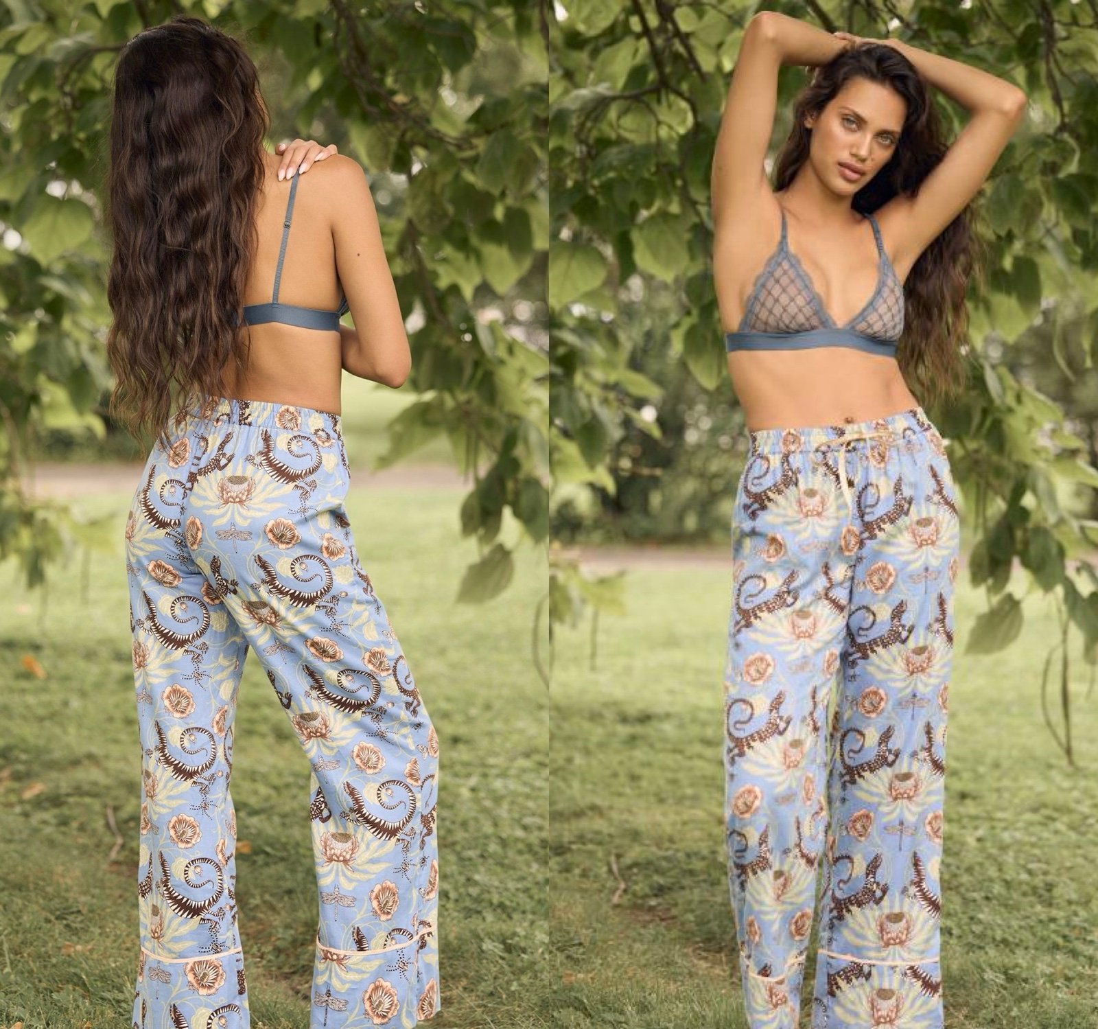 NWT 50 Anthropologie x Victoria Garcia Dark Blue Flannel Pajama Pull-On Pants S