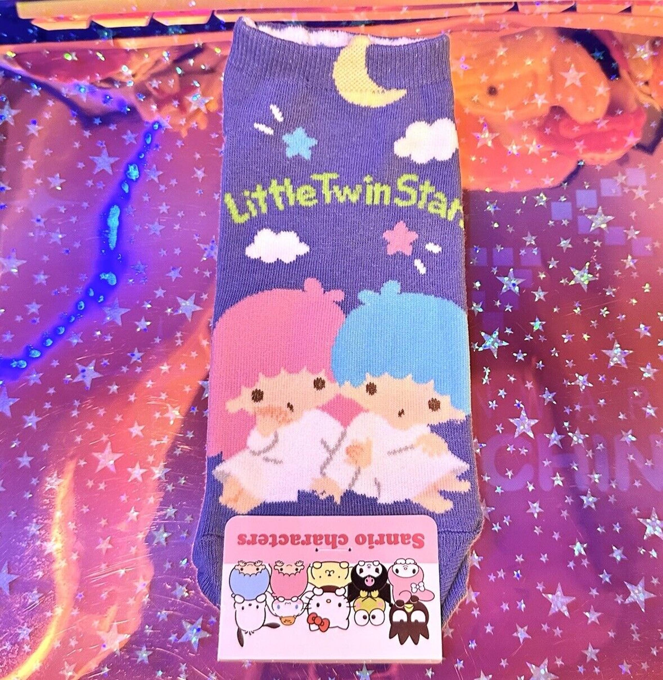Twin Stars Socks Size 5-8 Purple Made in Korea 1x Pair