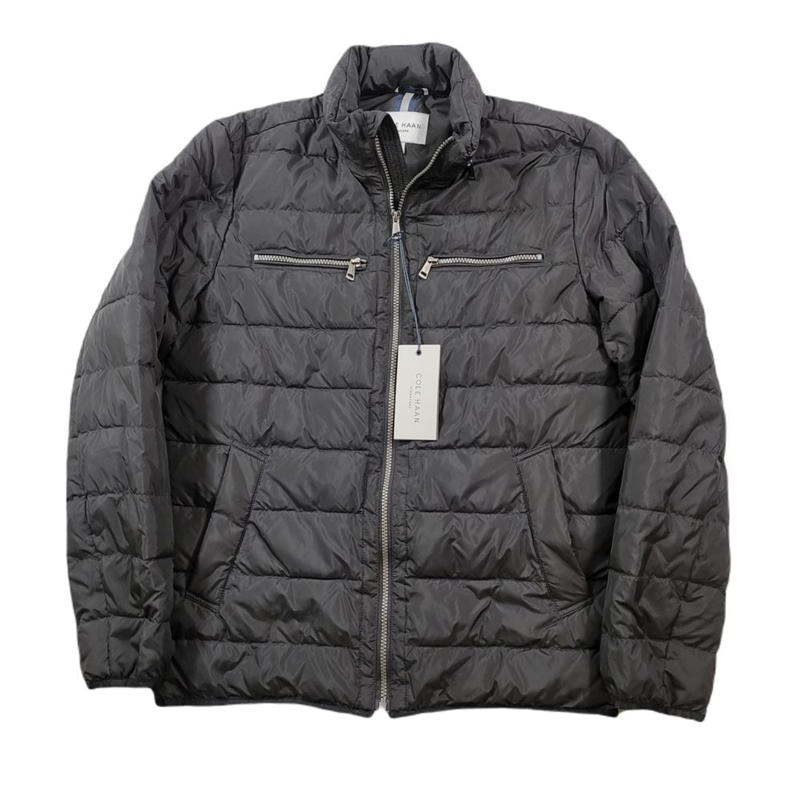 Cole Haan Packable Down Puffer Jacket Mens Small Black Quilted Zip-Front $395