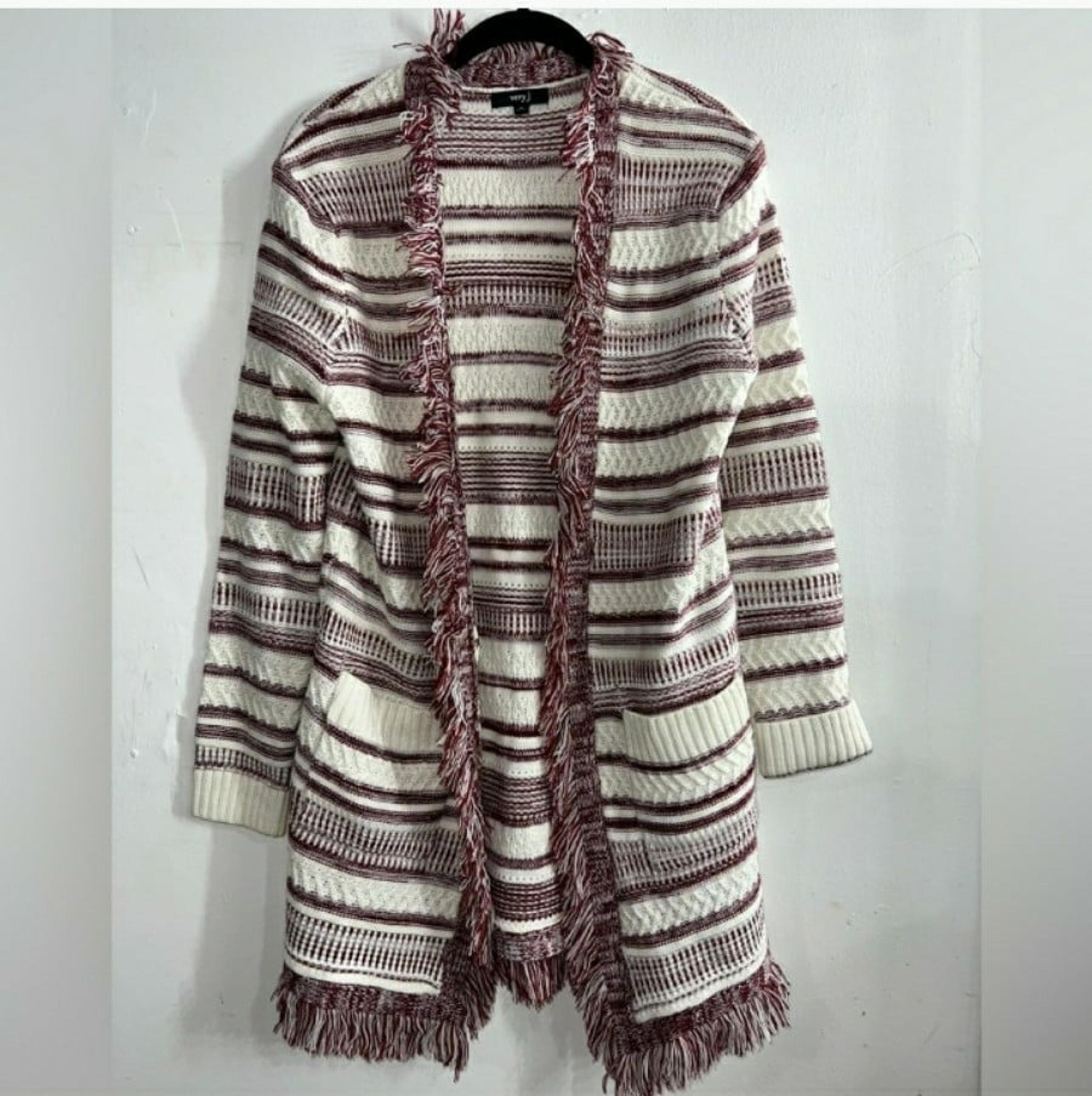 Very J Boho Stripe Fringe Cardigan Sweater
Small