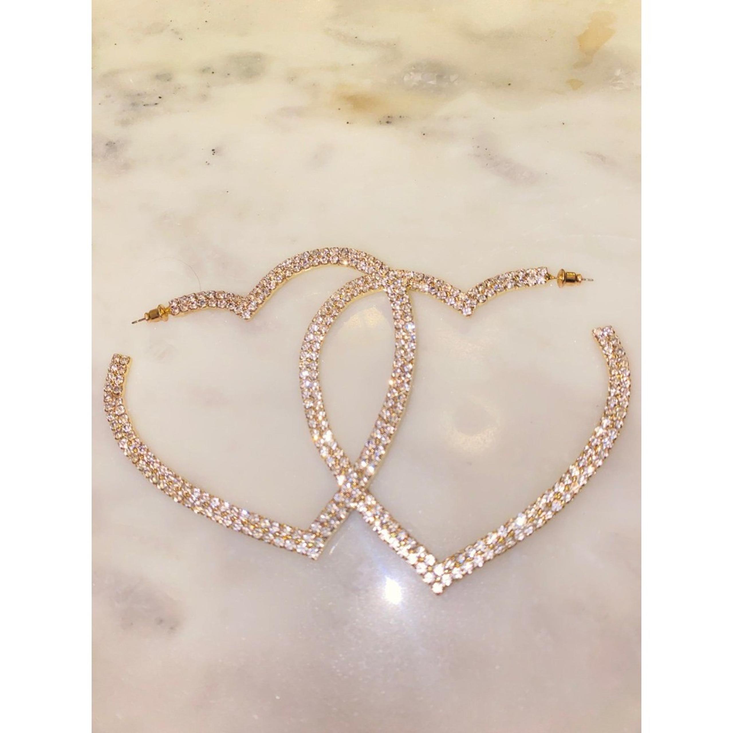 Iced Out Rhinestone Heart Hoop Earrings