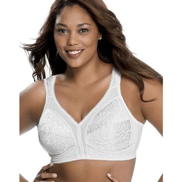 Playtex 18 Hour Womens Size 48C Bra White Wirefree Satin Floral Print 4693 NWT