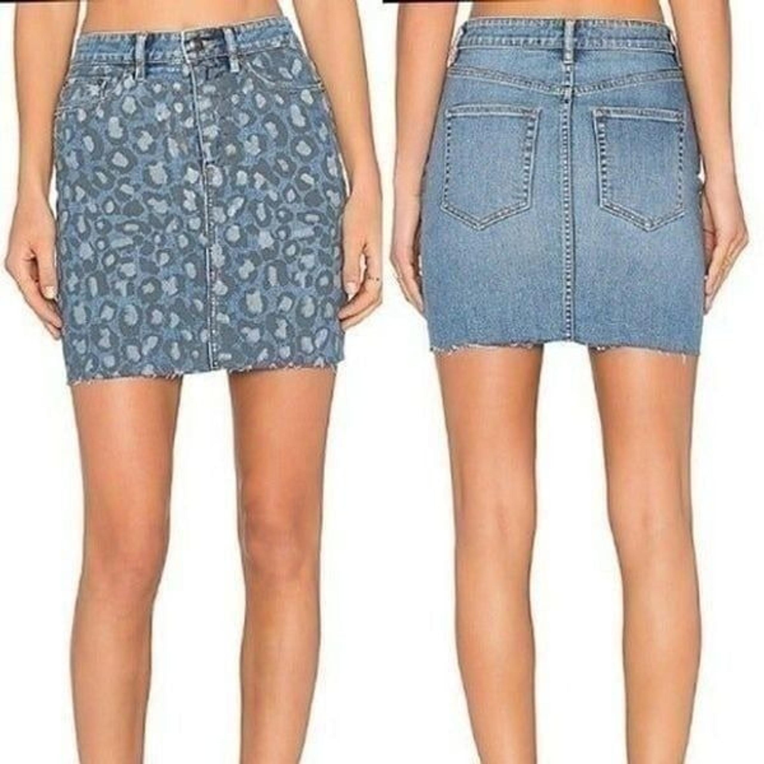 Marc by Marc Jacobs Blue Painted Leopard Denim Skirt