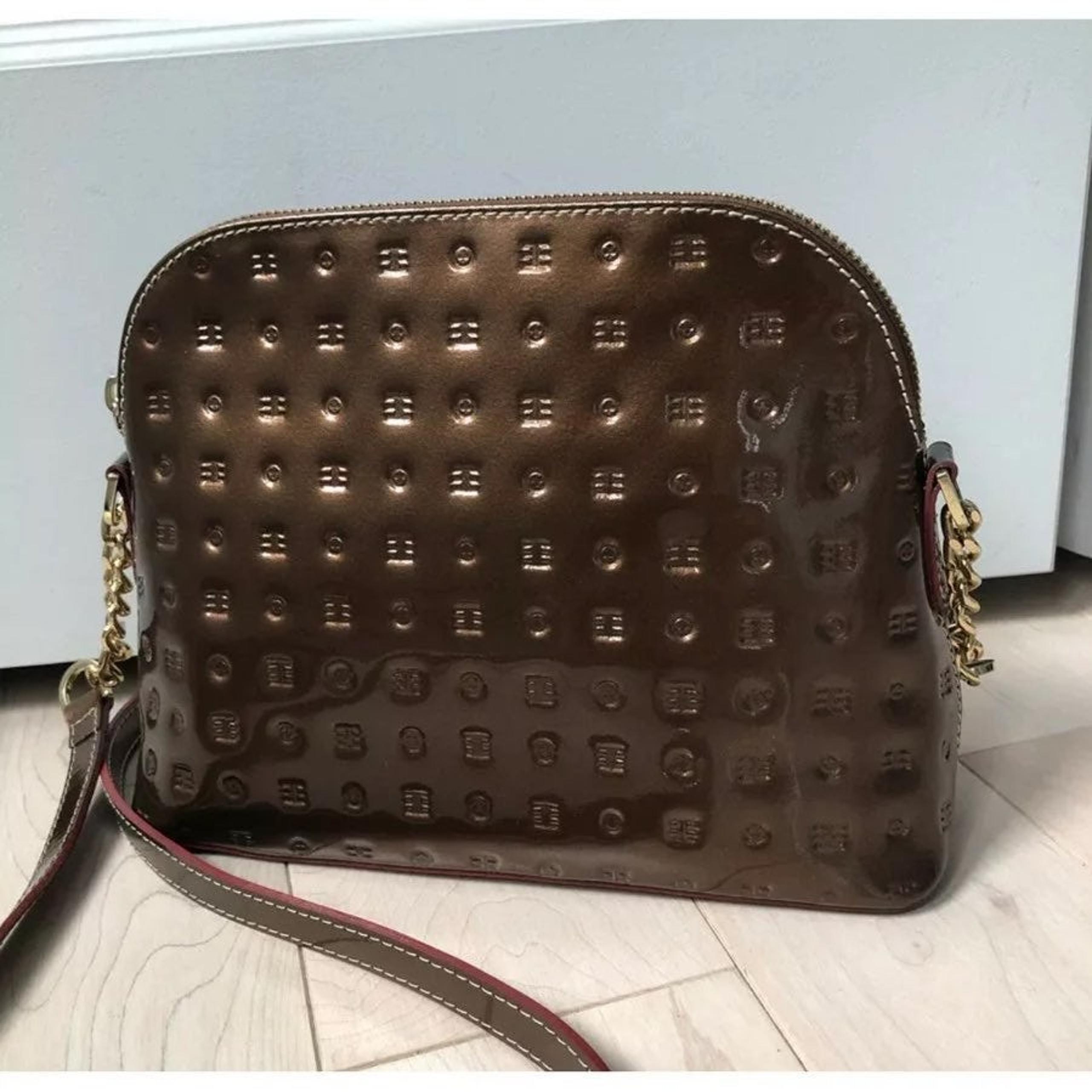 ARCADIA Bronze brown italian crossbody bag