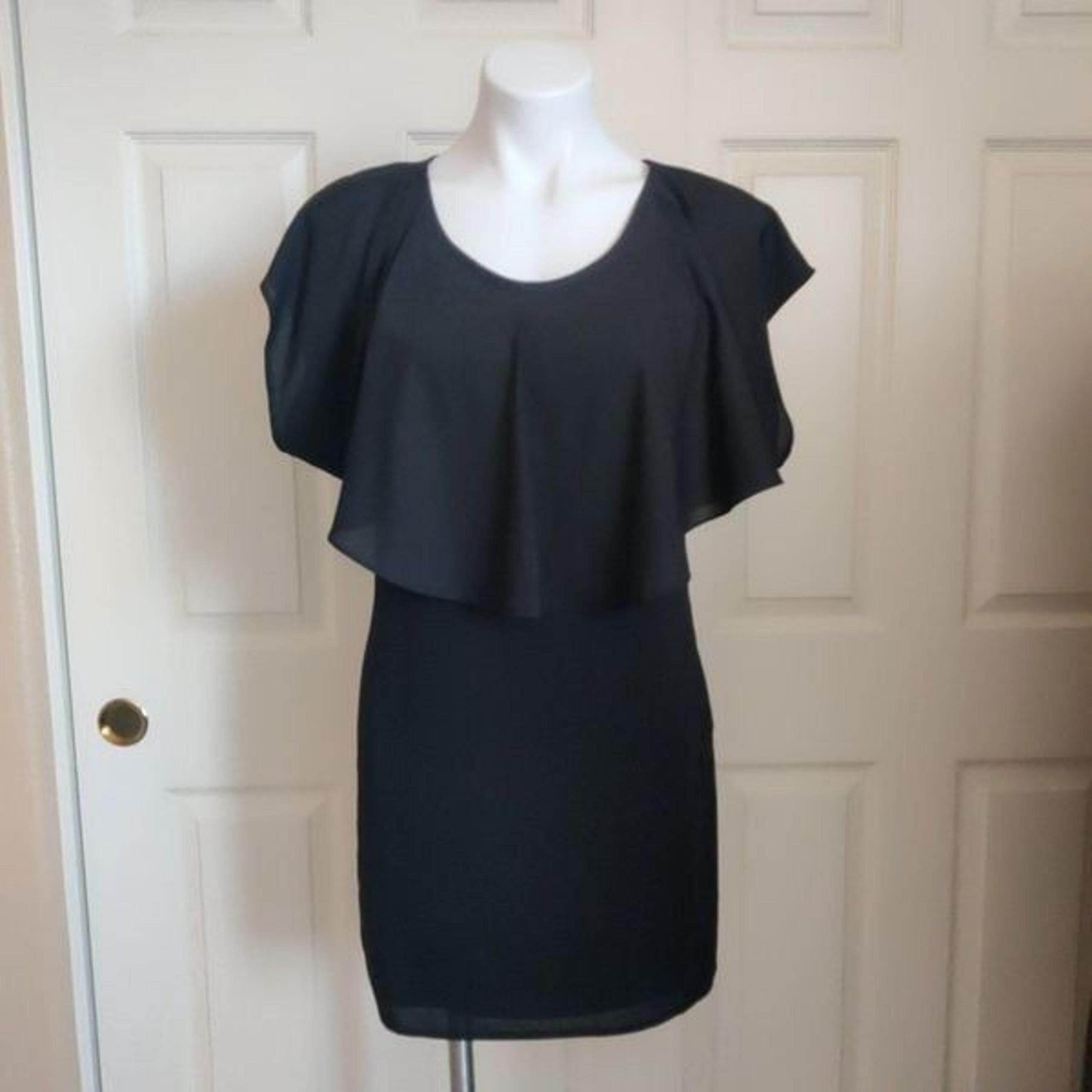 Forever 21 black chiffon overlay sheath dress sz M