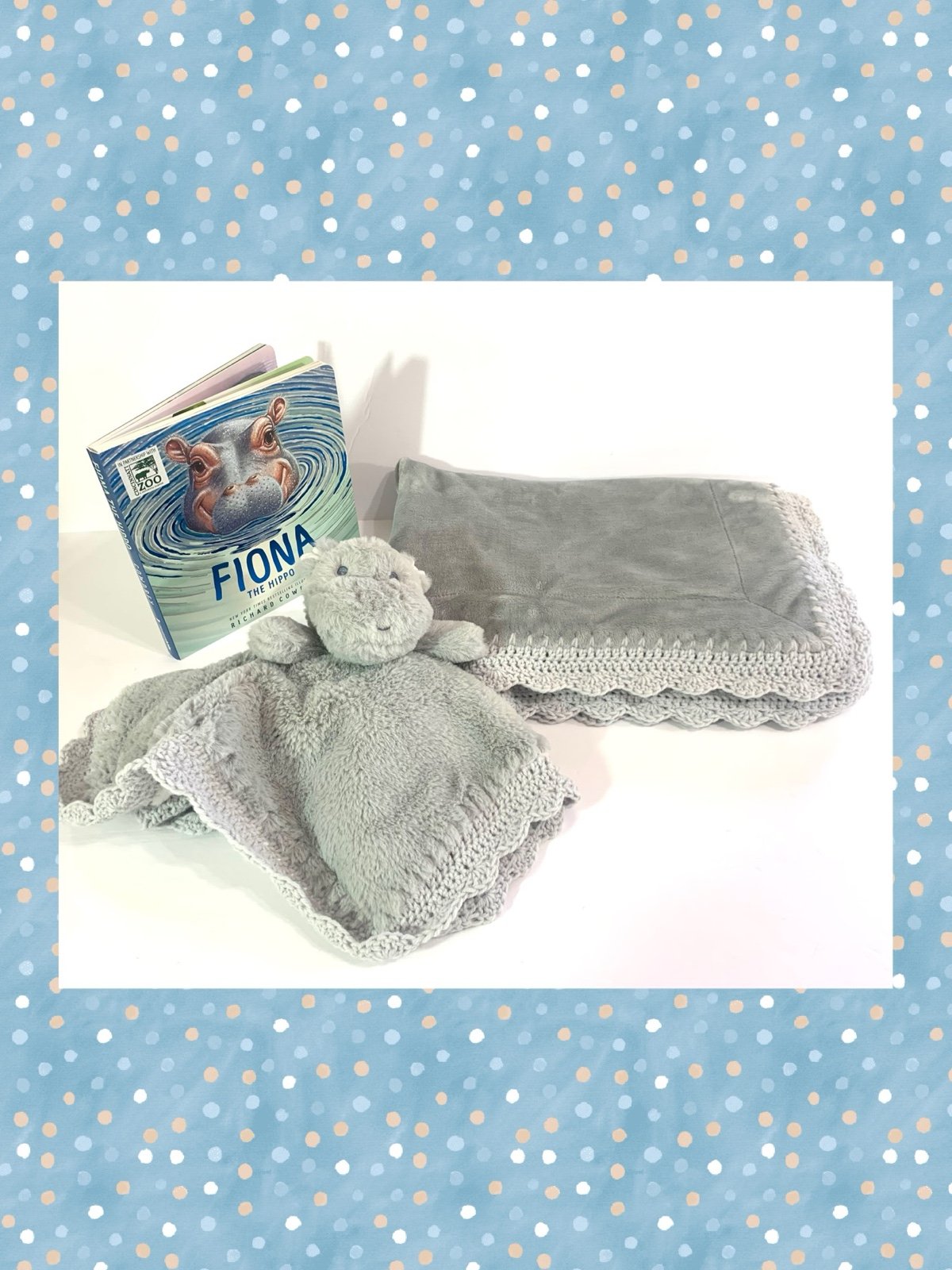 Baby Hippopotamus Crochet Luxe Baby Blanket Lovely & Book Gift Set