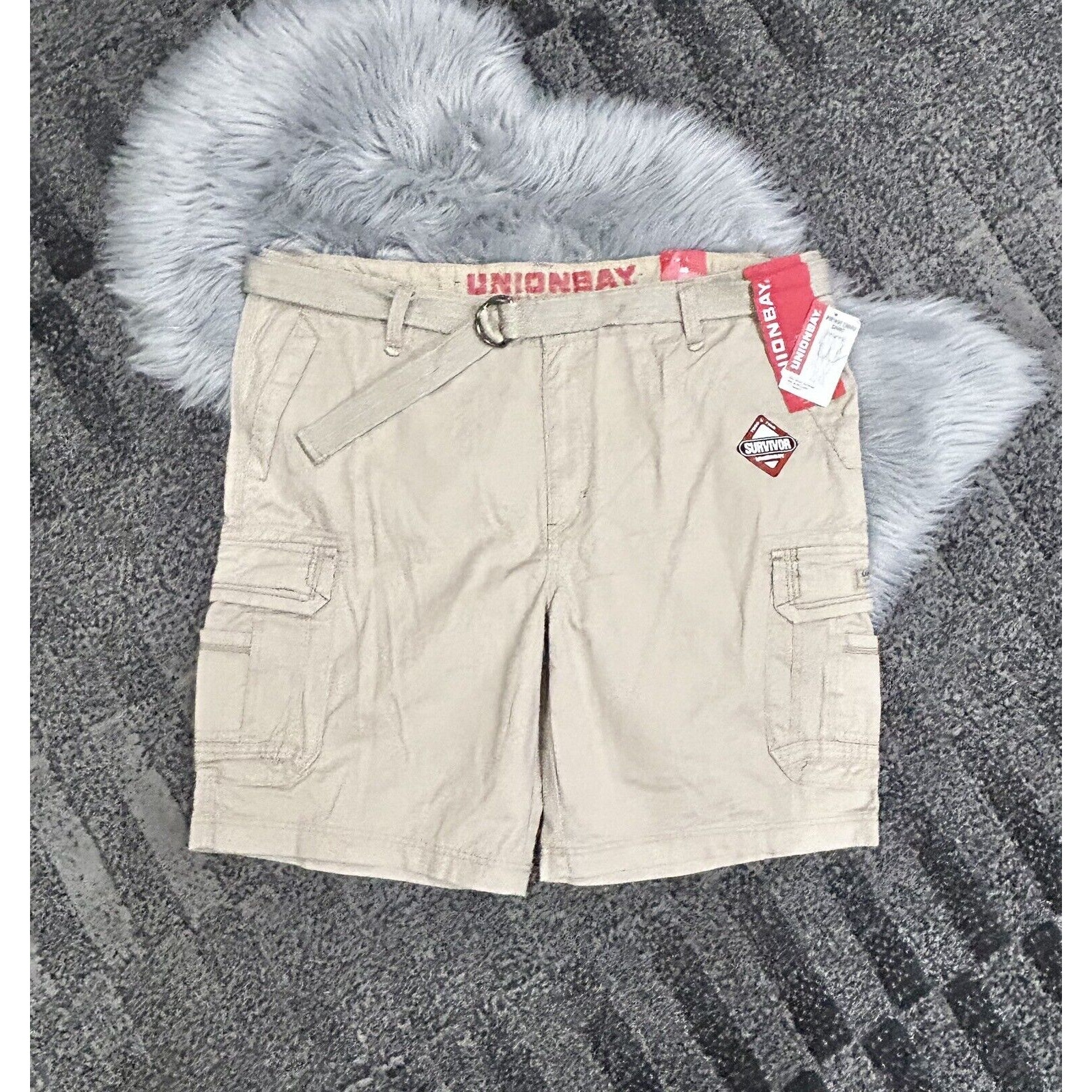 Union Bay Desert Belted Cargo Shorts Vintage Look ~ Size 48 NWT