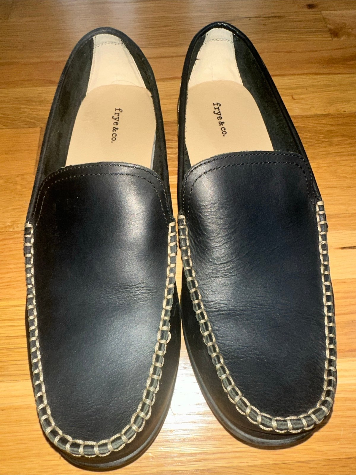 Frye & Co. Black Leather Venetian Driving Loafers Mens Size 10.5 NEW!