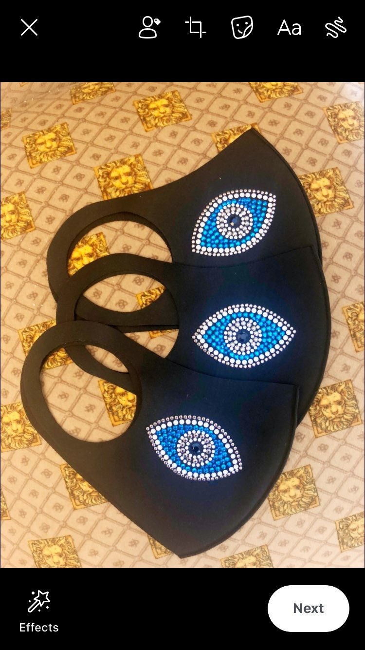 Lot 3 pcs Lucky Evil eye Face mask new b