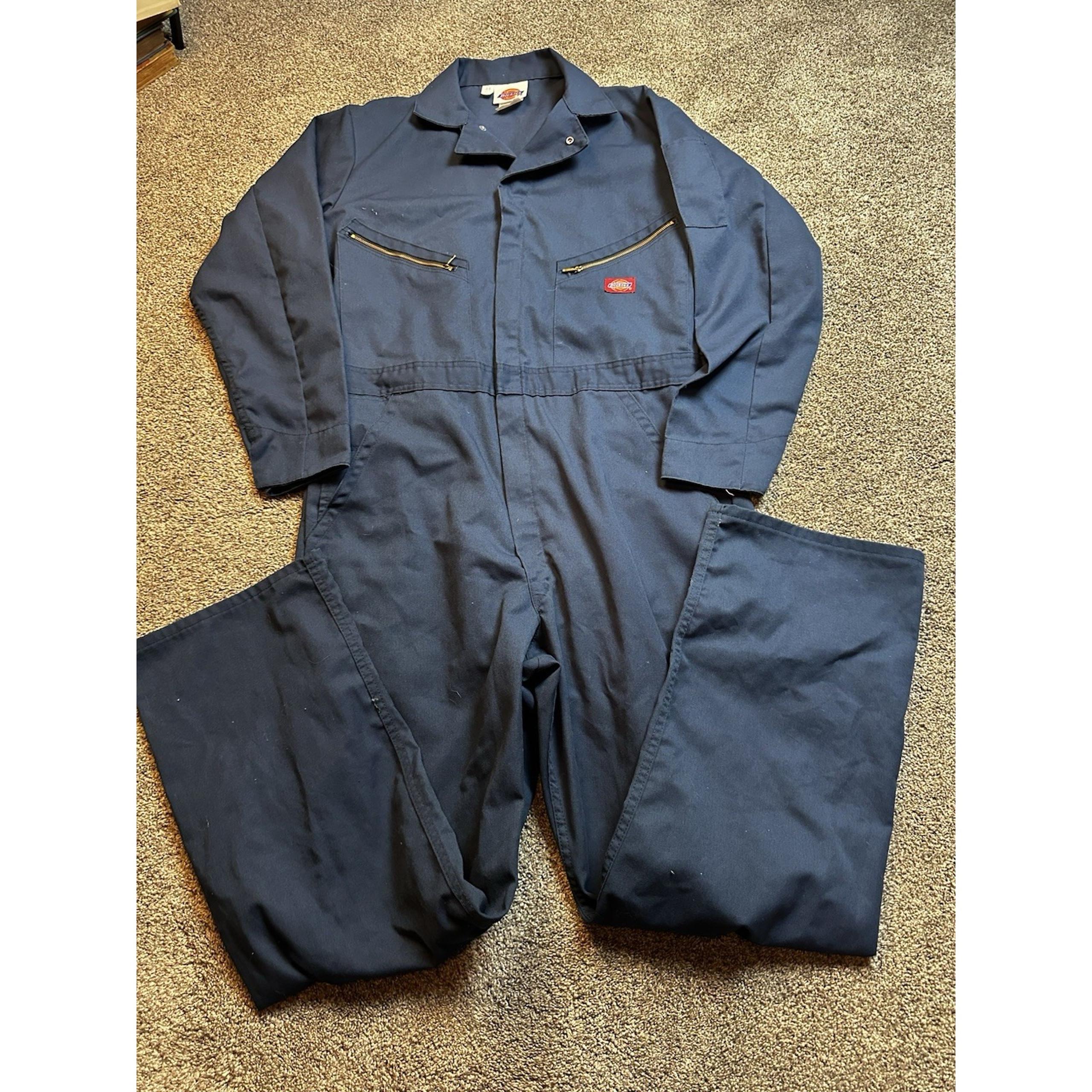 Dickies Coveralls Long Sleeve Dark Navy Blue Zip Mechanic Work Mens 44 Tall