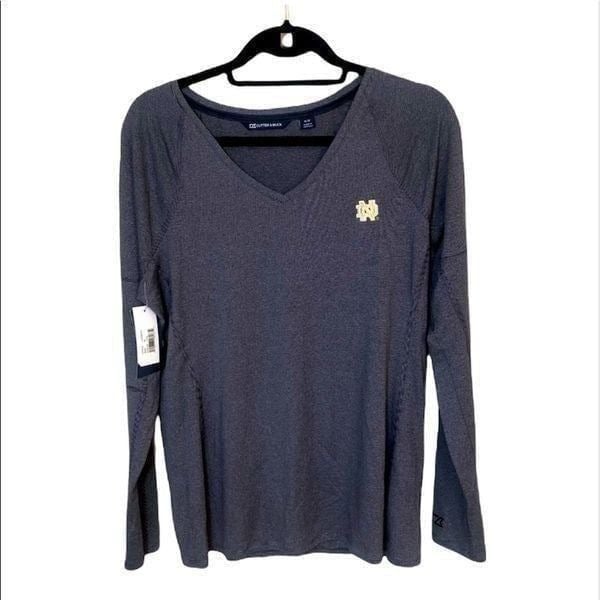 NWT Cutter & Buck navy blue and white striped long sleeve Noter Dame shirt M