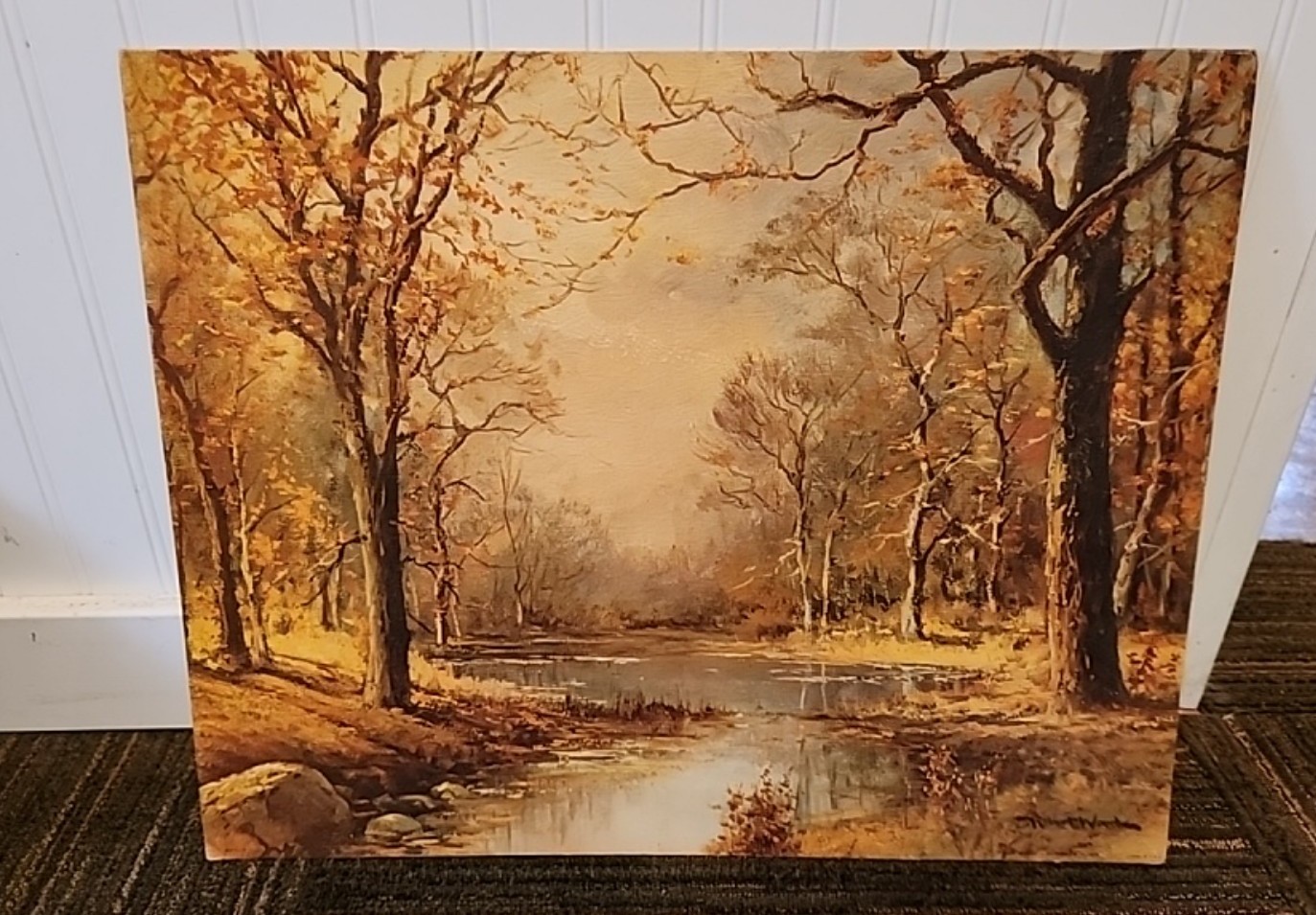 October Morn by Robert Wood Print 20 x 16 Cardboard Lithography P-605