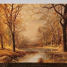 October Morn by Robert Wood Print 20 x 16 Cardboard Lithography P-605