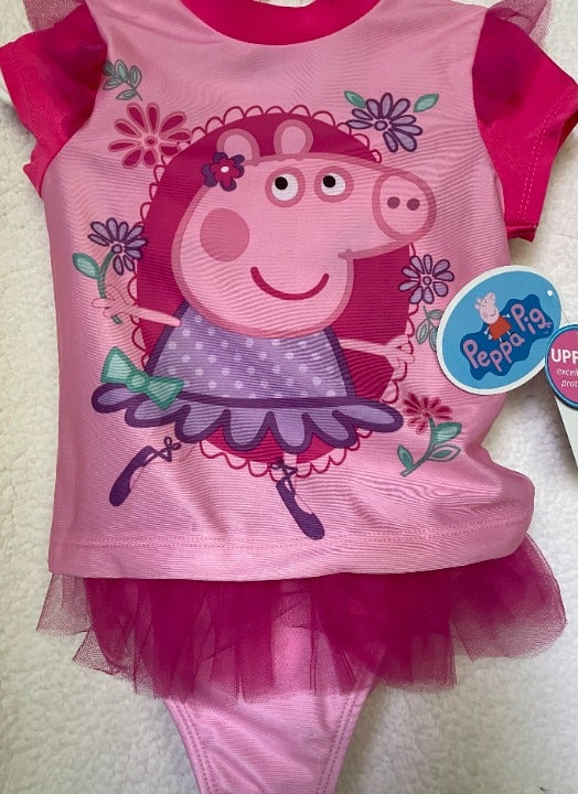 Peppa Pig Swimsuit and Rashguard NWT