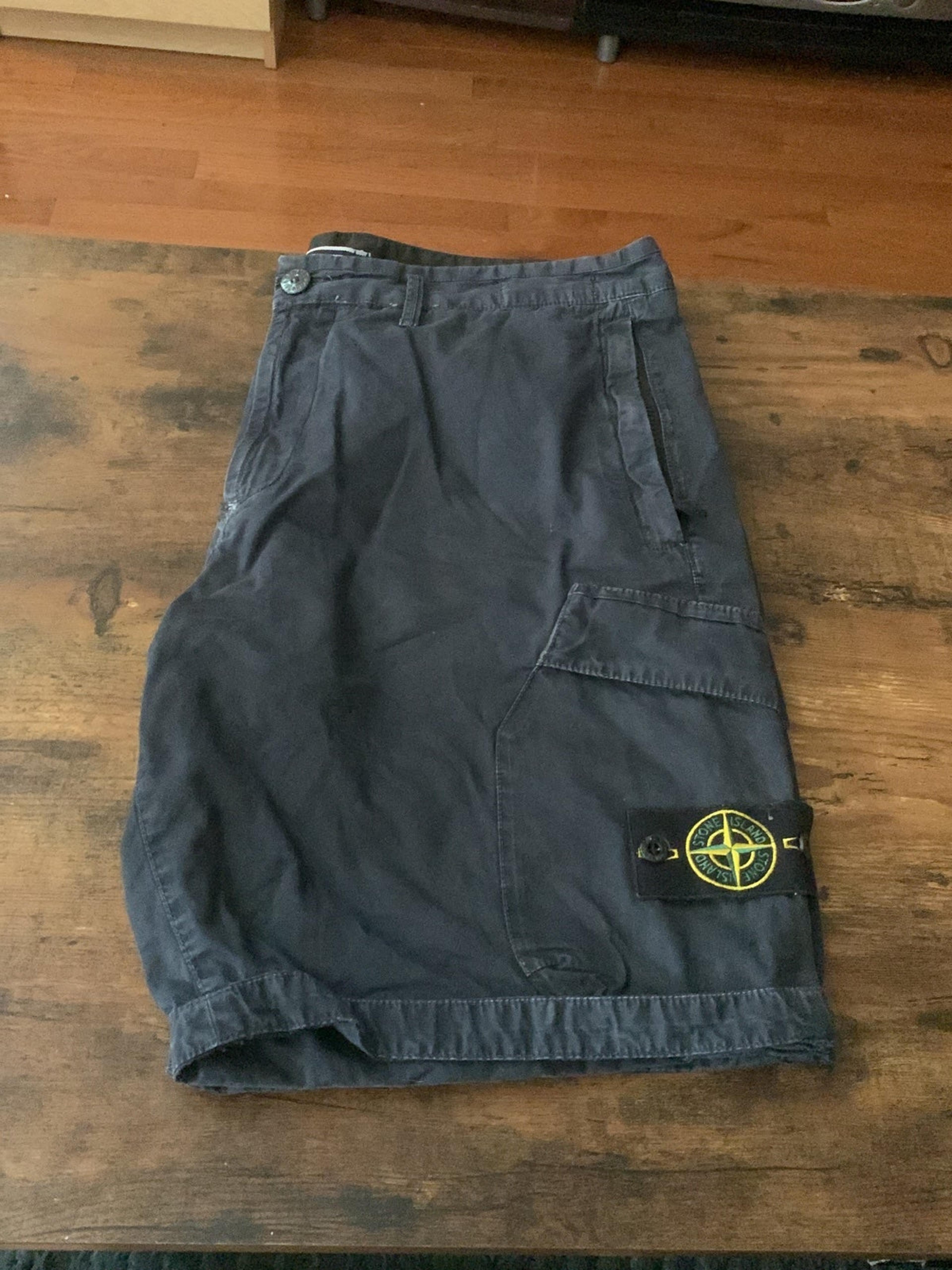 Blue stone island cargo shorts Clearance