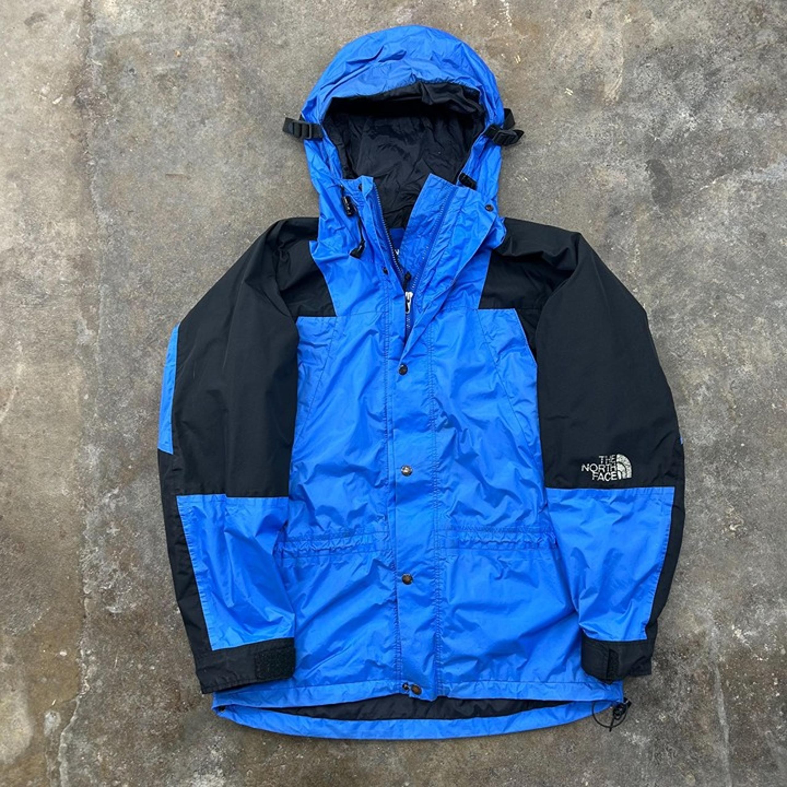 VINTAGE THE NORTH FACE PARKA MENS MEDIUM ANORAK WINDBREAKER JACKET BLUE BLACK