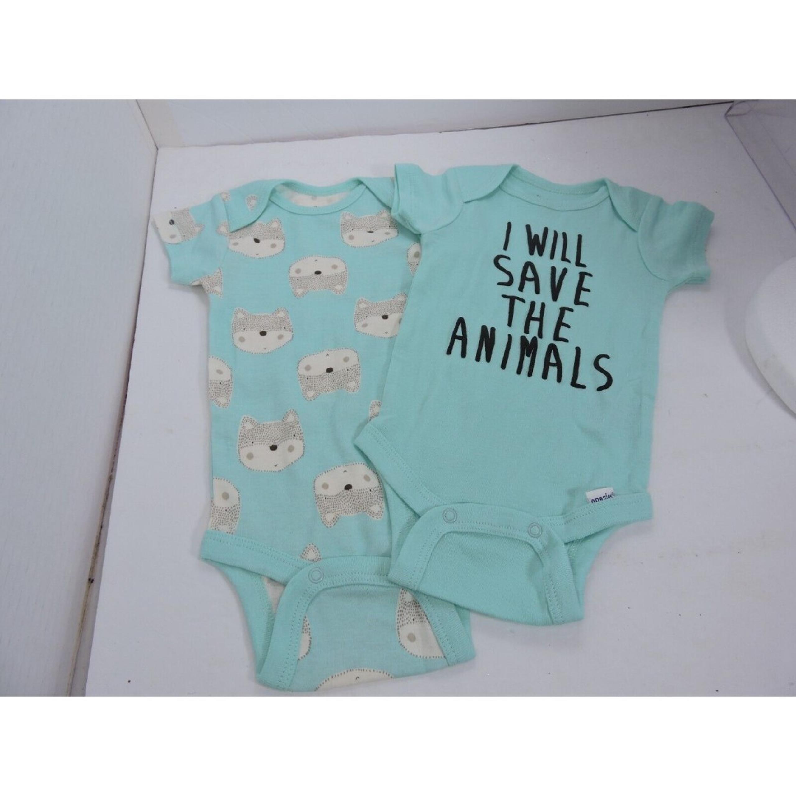 Gerber 0-3 month onesies Save the animals and then one with bears on it Aqua