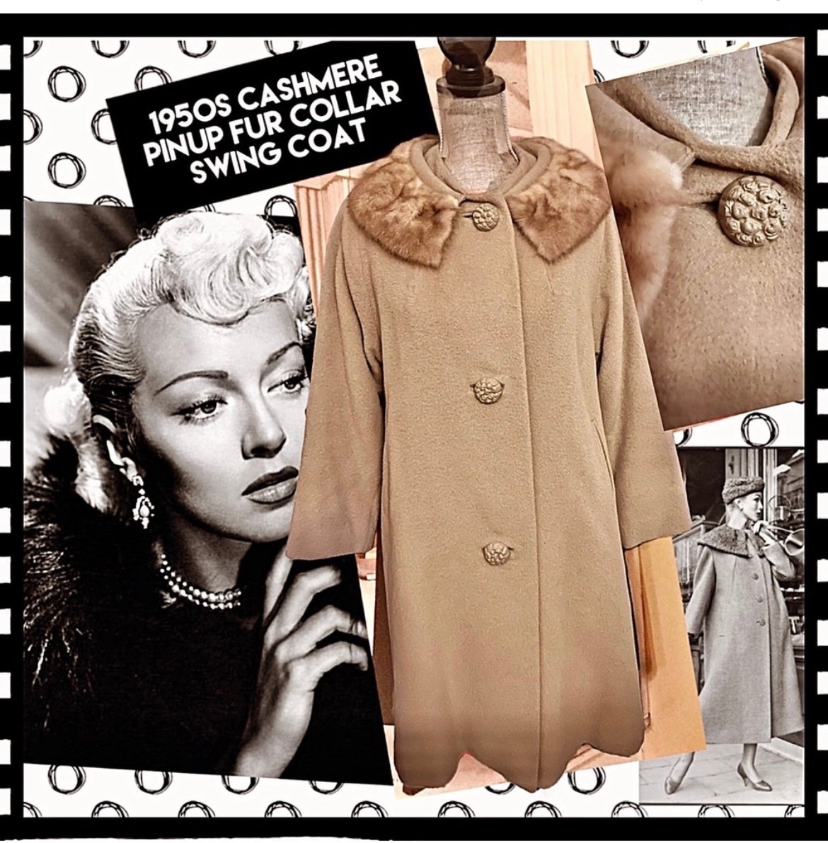 1950s Cashmere Pinup Swing Coat M