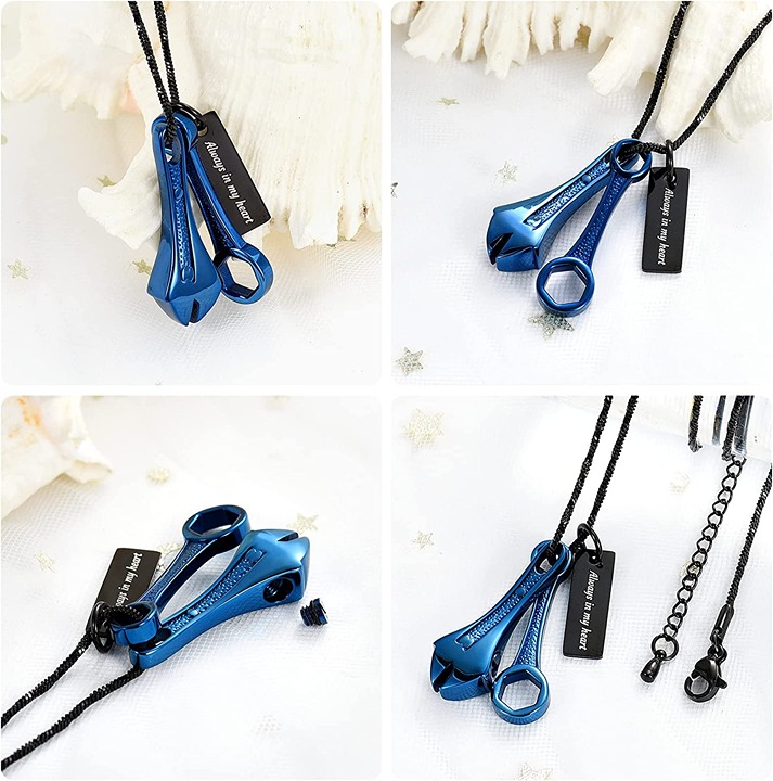 Tool Wrench Urn Necklace for Ashes for Men Stainless Steel Spanner Ashes Keepsak