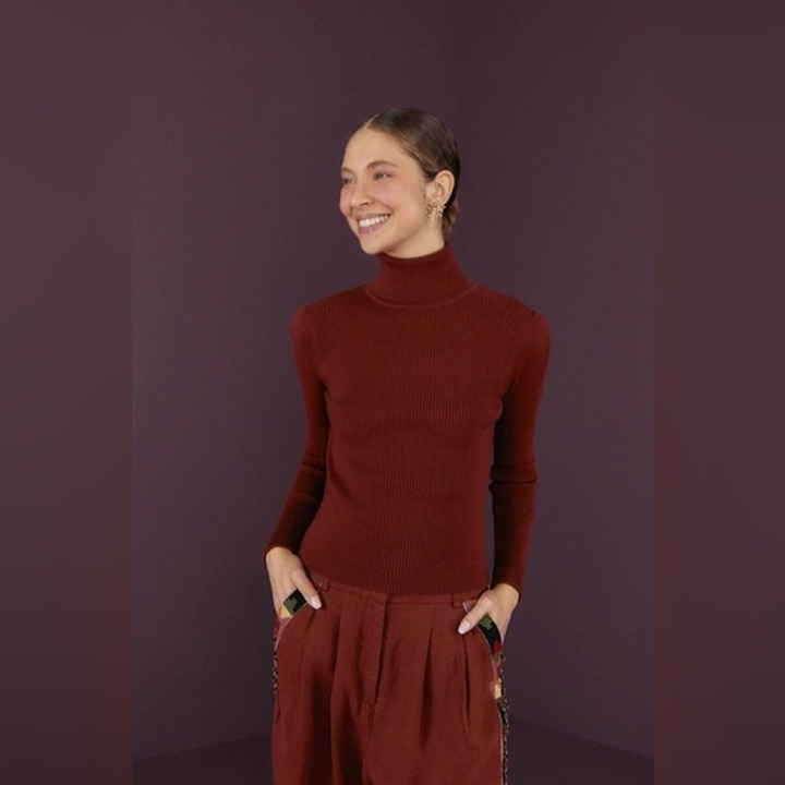 Farm Rio NWT brown knit ribbed turtleneck sweater blouse women’s size XL